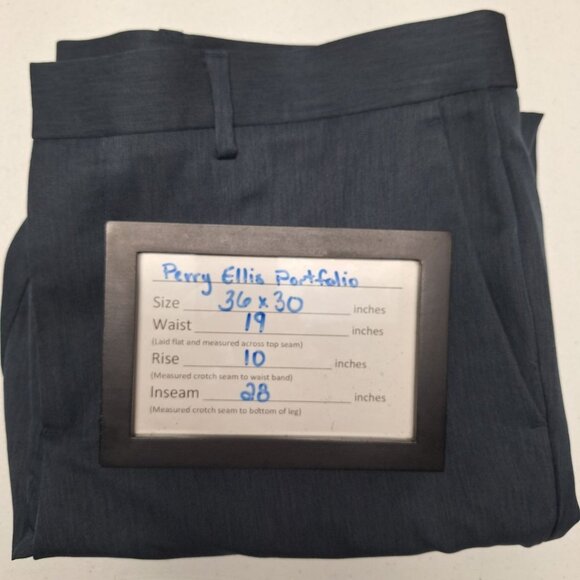 Perry Ellis Portfolio Dress Pants Slim Fit Blue Slacks Professional 36 x 30 - Picture 5 of 6